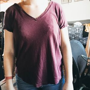 maroon short sleeve top